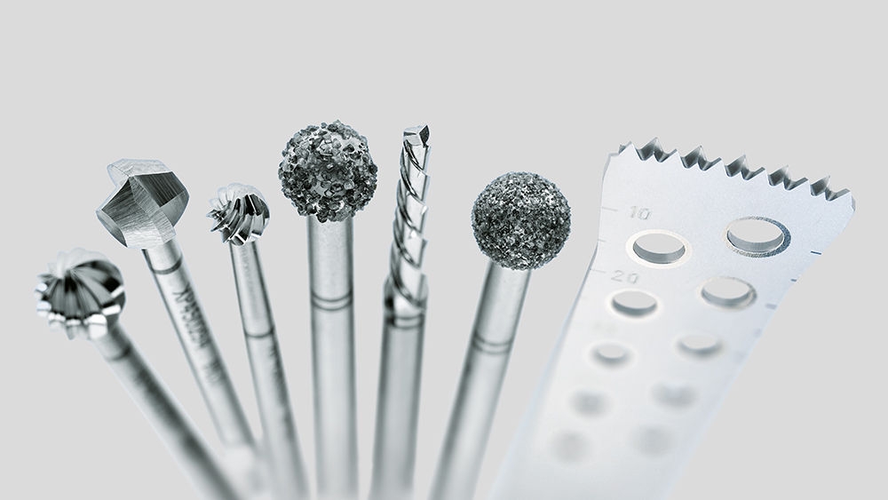 Aesculap güç sistemleri için farklı freze uçları ve bıçaklar